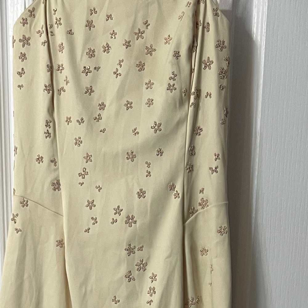 Rampage Cream Strapless Dress with Floral Details